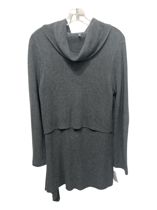 Neiman Marcus Size M Gray Cotton Blend Knit Turtle Neck Layered Sweater Gray / M