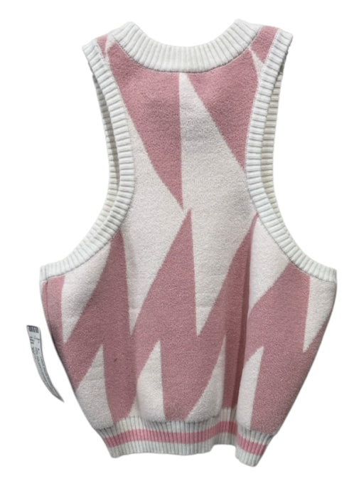 SER.O.YA Size XS White, Pink, Cream Polyester & Cotton Fuzzy Geometric Top White, Pink, Cream / XS