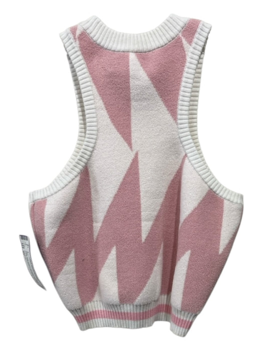 SER.O.YA Size XS White, Pink, Cream Polyester & Cotton Fuzzy Geometric Top White, Pink, Cream / XS