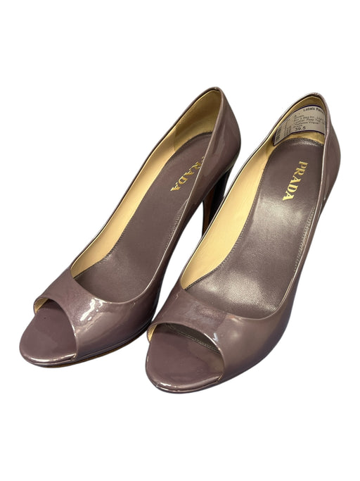 Prada Shoe Size 39.5 Light Violet Patent Leather Peep Toe Stiletto Pump Shoes Light Violet / 39.5