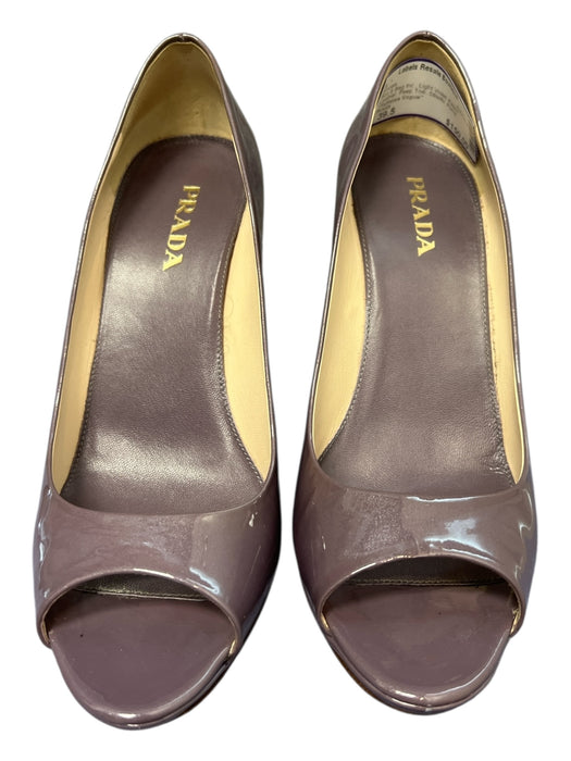 Prada Shoe Size 39.5 Light Violet Patent Leather Peep Toe Stiletto Pump Shoes Light Violet / 39.5