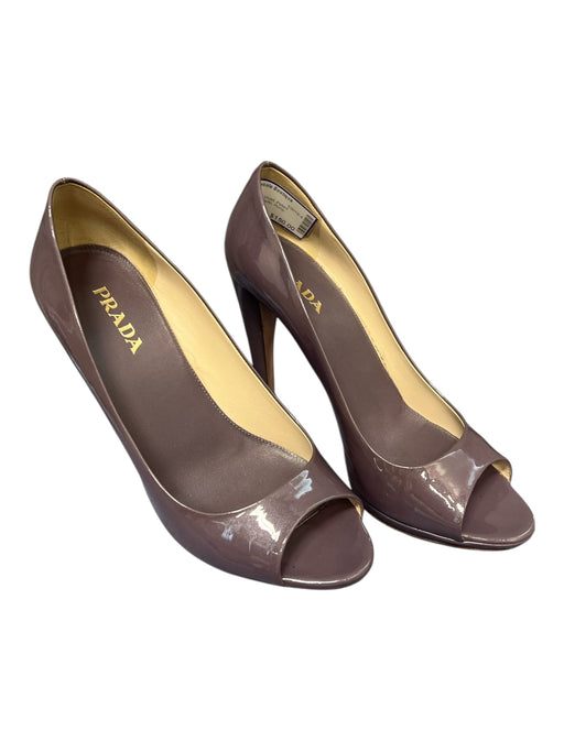 Prada Shoe Size 39.5 Light Violet Patent Leather Peep Toe Stiletto Pump Shoes Light Violet / 39.5