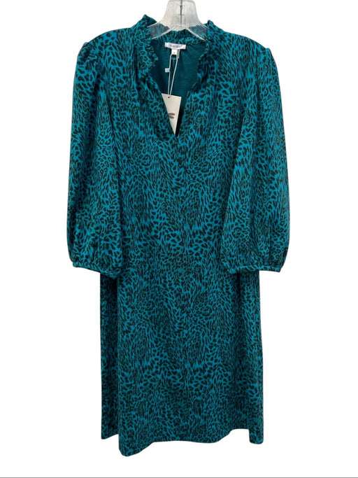 Tyler Boe Size Medium Teal & Black Polyester Blend Animal Print Dress Teal & Black / Medium