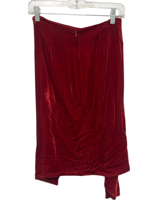 Stella McCartney Size 38 Dark Red Viscose Blend Velvet Draped Back Zip Skirt Dark Red / 38