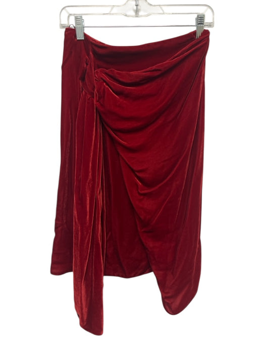 Stella McCartney Size 38 Dark Red Viscose Blend Velvet Draped Back Zip Skirt Dark Red / 38