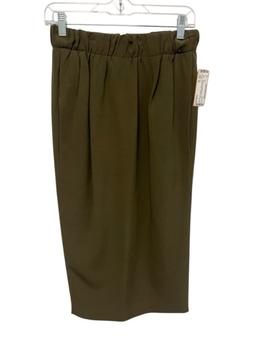 N 21 Size 40 Army Green Missing Fabric Tag Gathered Detail Pocketed Midi Skirt Army Green / 40