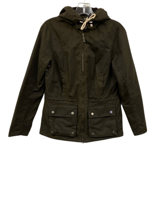 Barbour Size 6 Dark Taupe Brown No Fabric Tag Waxed Zip Front Coat Dark Taupe Brown / 6