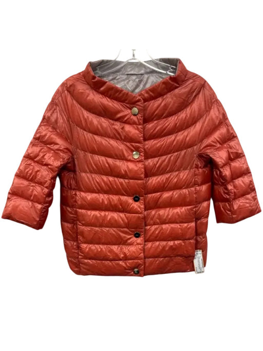 Herno Size 40 Orange Polyamide Quilted Snap Button Front 1/2 sleeve Jacket Orange / 40