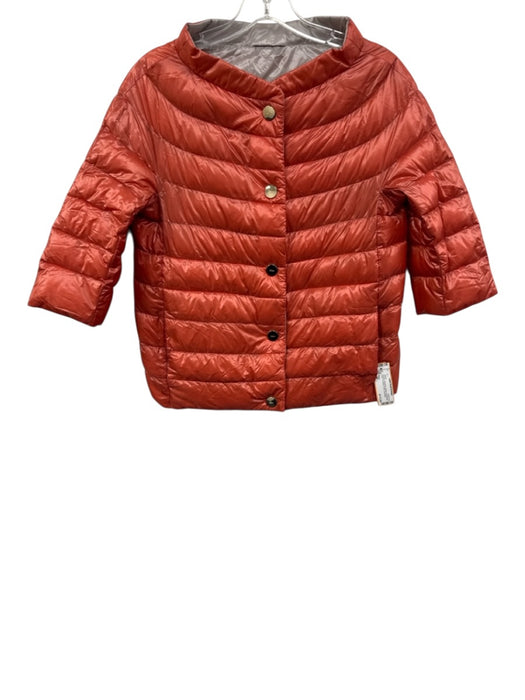 Herno Size 40 Orange Polyamide Quilted Snap Button Front 1/2 sleeve Jacket Orange / 40