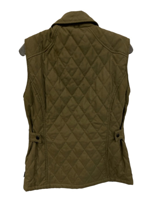 Barbour Size 4 Olive Green Polyester Diamond Quilted Collared Pocketed Vest Olive Green / 4