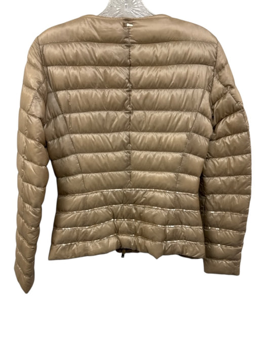 Herno Size 40 Champagne Beige Polyamide Quilted Zip Front Sequin Detail Jacket Champagne Beige / 40