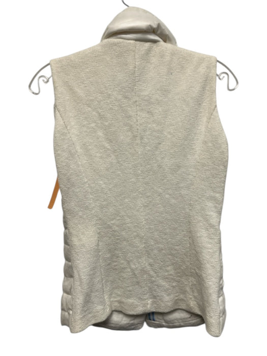 Amina Rubinacci Size 40 White Linen & Cotton Blend Knit Back Quilted Lapel Vest White / 40