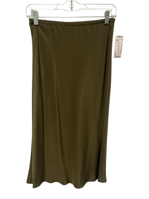 Peter Cohen Size S Olive Green Silk Elastic Waistband A Line Slip Midi Skirt Olive Green / S