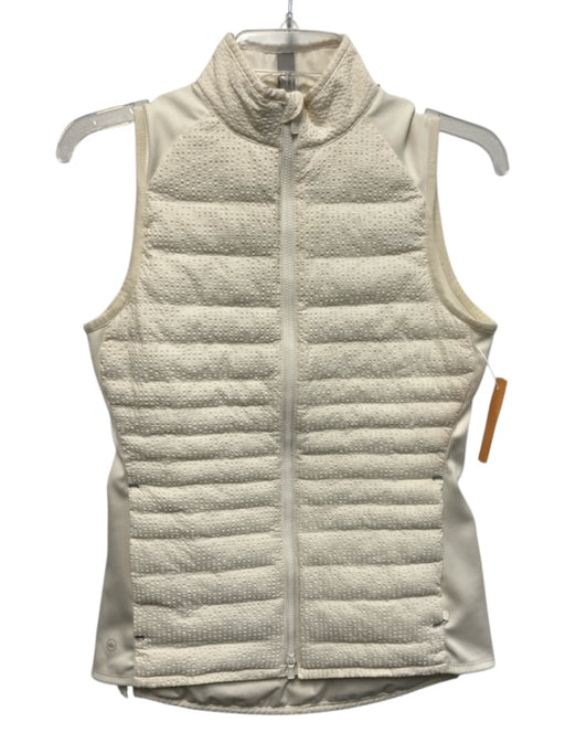 Peter Millar Size XS Cream White No Fabric Tag Quilted Seersucker Zip Front Vest Cream White / XS