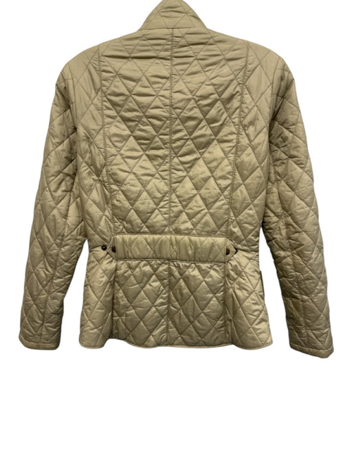 Barbour Size 4 Beige Polyamide Quilted Snap Button & Zip Front High Neck Jacket Beige / 4