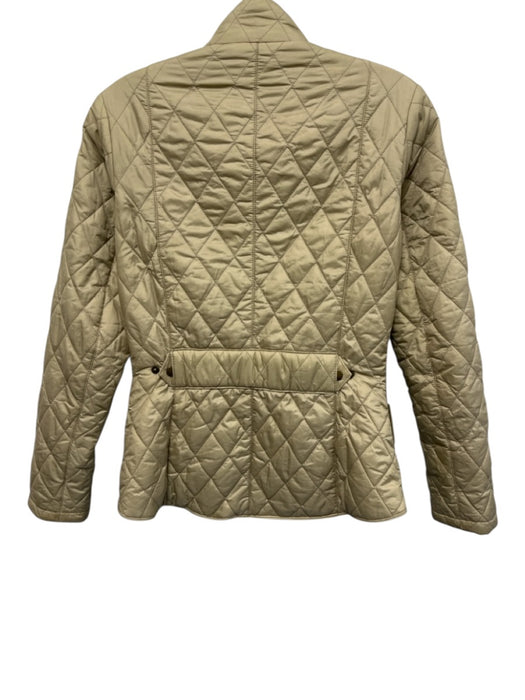Barbour Size 4 Beige Polyamide Quilted Snap Button & Zip Front High Neck Jacket Beige / 4