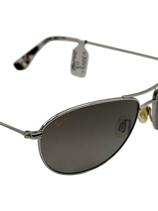 Maui Jim Silver Tone Metal Slim Polarized Aviator tinted lens Sunglasses Silver Tone