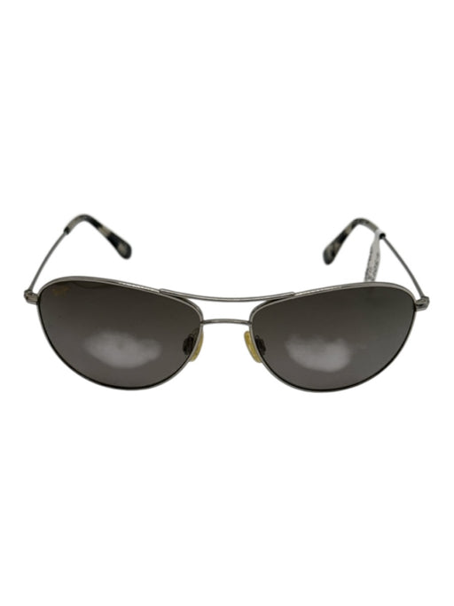 Maui Jim Silver Tone Metal Slim Polarized Aviator tinted lens Sunglasses Silver Tone