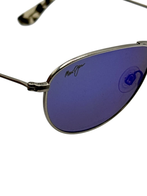 Maui Jim Silver Tone & Blue Metal Slim Polarized Aviator tinted lens Sunglasses Silver Tone & Blue