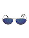 Maui Jim Silver Tone & Blue Metal Slim Polarized Aviator tinted lens Sunglasses Silver Tone & Blue