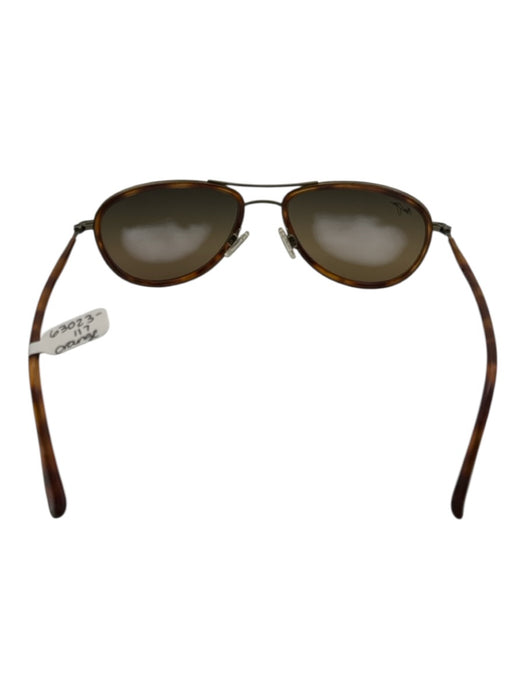 Maui Jim Brown Acetate & Metal Tortoiseshell Aviator Slim Polarized Sunglasses Brown