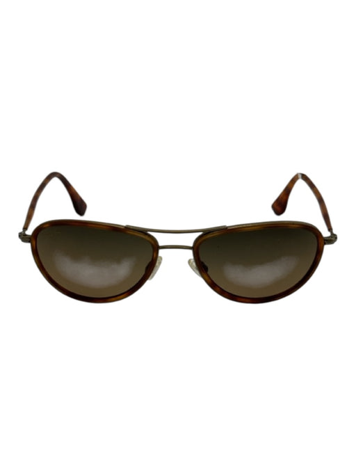Maui Jim Brown Acetate & Metal Tortoiseshell Aviator Slim Polarized Sunglasses Brown