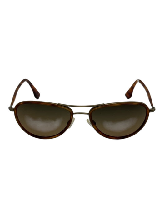 Maui Jim Brown Acetate & Metal Tortoiseshell Aviator Slim Polarized Sunglasses Brown