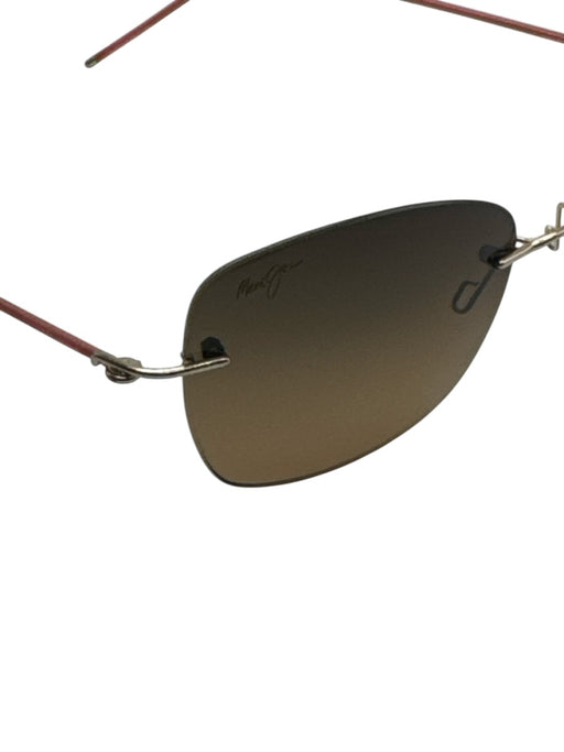 Maui Jim Pink Metal Gradient Lens Rimless Square Polarized Sunglasses Pink