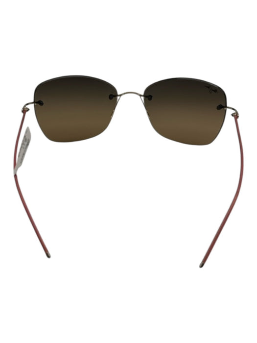 Maui Jim Pink Metal Gradient Lens Rimless Square Polarized Sunglasses Pink