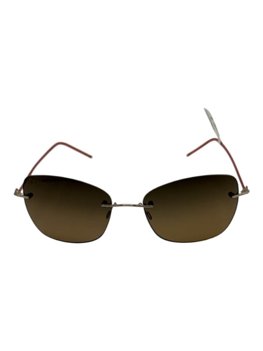 Maui Jim Pink Metal Gradient Lens Rimless Square Polarized Sunglasses Pink