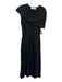 Marina Moscone Size 4 Black Cotton Draped Cap Sleeve Asymmetric Dress Black / 4