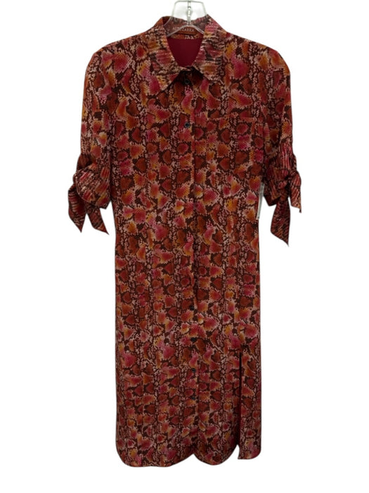 Altuzarra Size 34 Red, Black & Orange Silk Snake Print Metallic Thread Dress Red, Black & Orange / 34