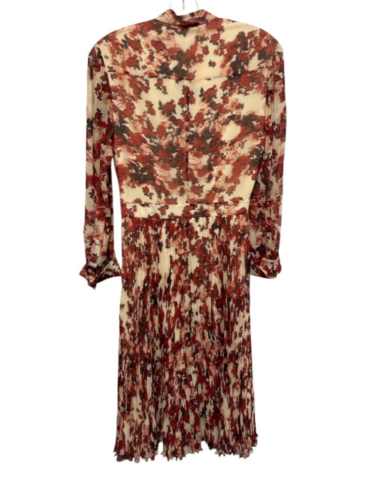 Altuzarra Size 34 Red & Cream print Polyester Abstract Floral 1/2 Button Dress Red & Cream print / 34