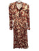 Altuzarra Size 34 Red & Cream print Polyester Abstract Floral 1/2 Button Dress Red & Cream print / 34