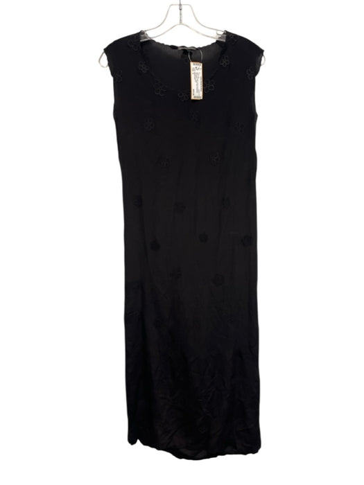 Monica Sarti Size S Black Silk Blend Floral Embroidered Sleeveless Dress Set Black / S