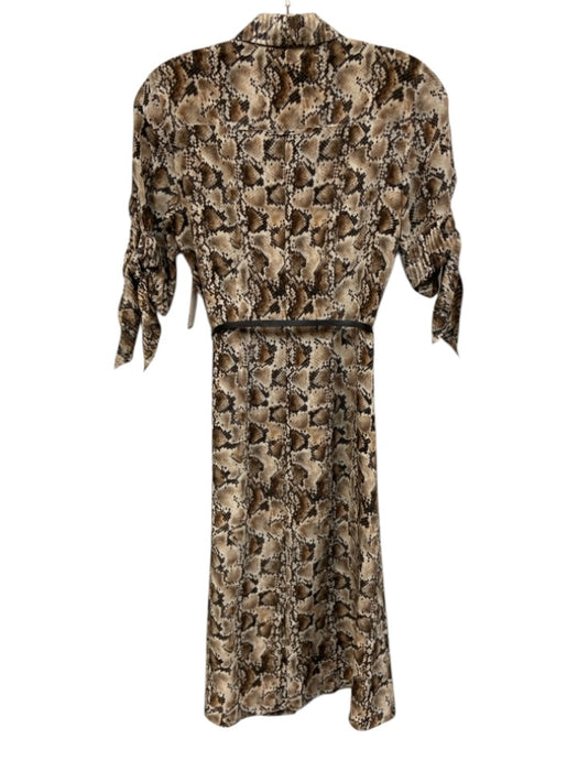 Altuzarra Size 34 Beige, Black & Brown Silk Snake Print Metallic Thread Dress Beige, Black & Brown / 34