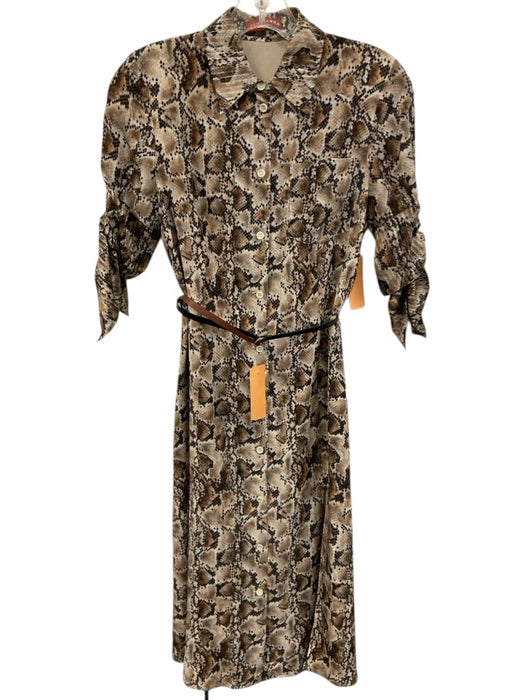 Altuzarra Size 34 Beige, Black & Brown Silk Snake Print Metallic Thread Dress Beige, Black & Brown / 34