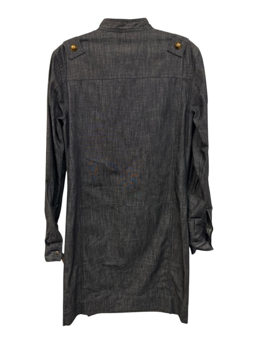 Tomas Maier Size 2 Dark Wash Cotton Chambray 1/2 Zip Long Sleeve Zip Slits Dress Dark Wash / 2