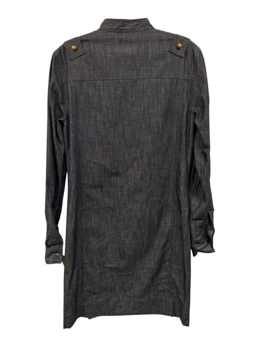 Tomas Maier Size 2 Dark Wash Cotton Chambray 1/2 Zip Long Sleeve Zip Slits Dress Dark Wash / 2