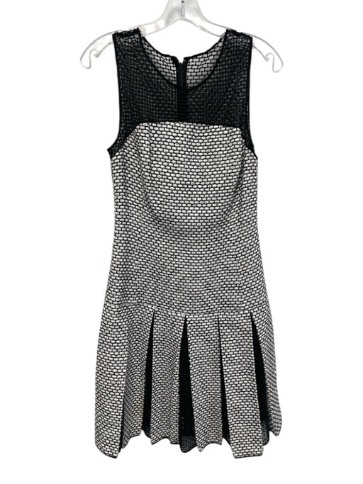 Oscar de la Renta Size 2 Black & White Cotton Blend Hexagon Mesh Dress Black & White / 2