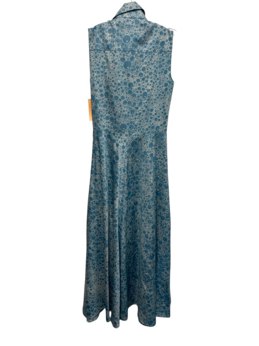 Akris Punto Size 2 Blue & White Cotton Bubble Print Sleeveless Collared Dress Blue & White / 2
