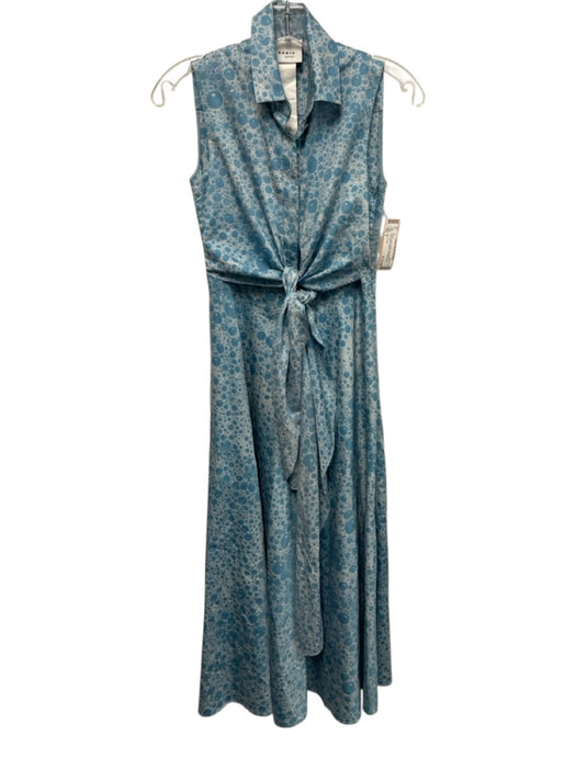 Akris Punto Size 2 Blue & White Cotton Bubble Print Sleeveless Collared Dress Blue & White / 2