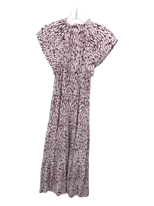 Rails Size XS Pink, Brown & White Polyester Short Sleeve Spotted V Neck Dress Pink, Brown & White / XS