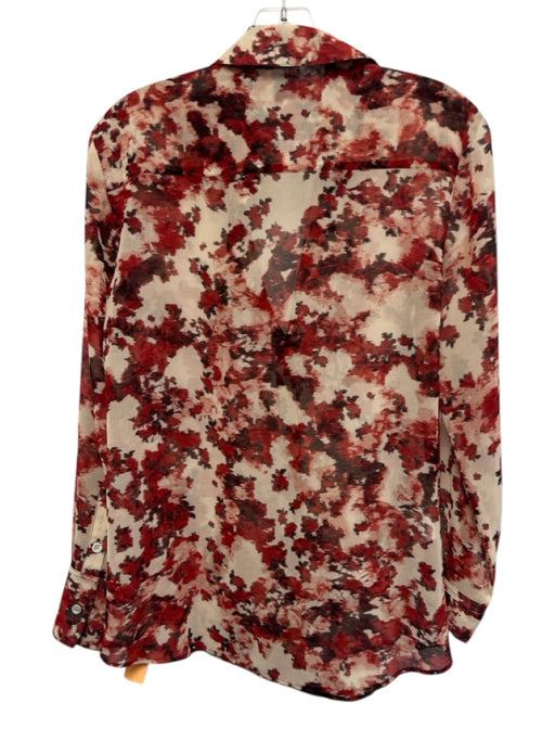 Altuzarra Size 34 Red & Beige Polyester Abstract Floral Long Sleeve Top Red & Beige / 34