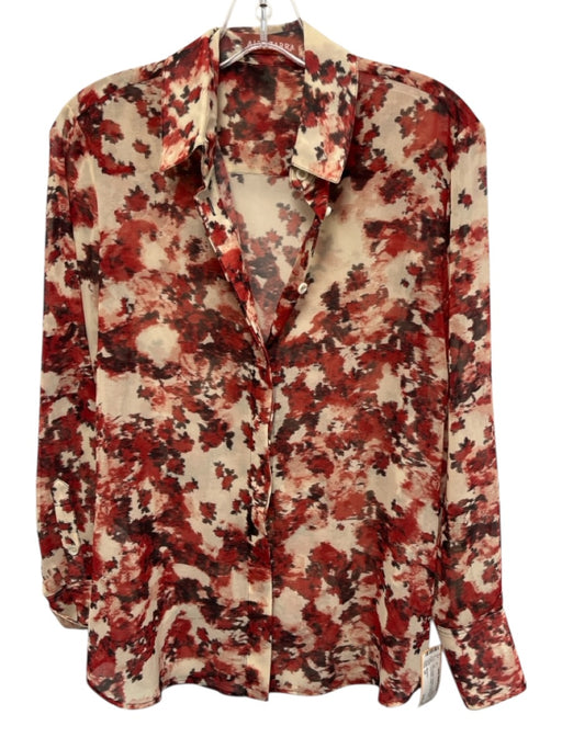 Altuzarra Size 34 Red & Beige Polyester Abstract Floral Long Sleeve Top Red & Beige / 34