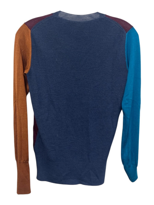 Partow Size XS Maroon & Multi Wool & Silk Color Block Long Sleeve Knit Top Maroon & Multi / XS