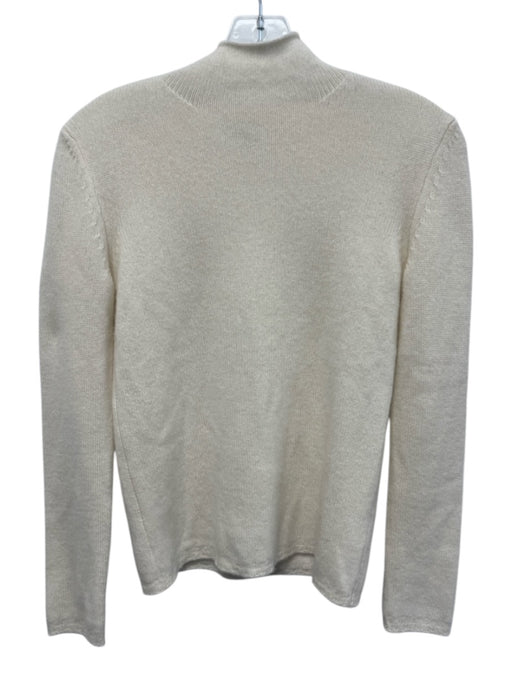 Amina Rubinacci Size 38 White Cashmere Long Sleeve High Neck Knit Sweater White / 38