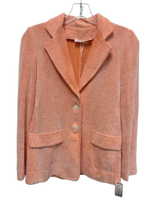 Amina Rubinacci Size 38 Orange & White Cotton & Viscose 3 Button Blazer Blazer Orange & White / 38