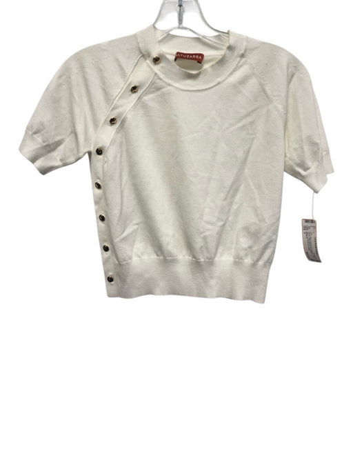 Altuzarra Size S White Viscose & Polyester Short Sleeve Side Buttons Top White / S