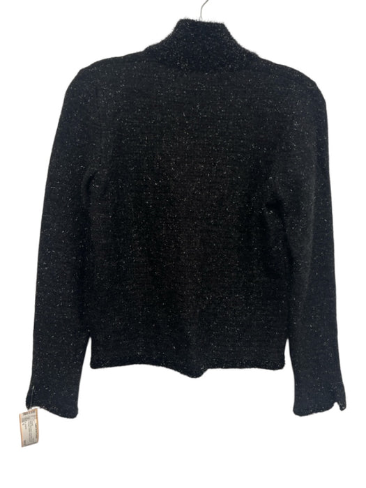 D. Exterior Size S Black Wool Blend Long Sleeve Fuzzy Cardigan Sweater Black / S